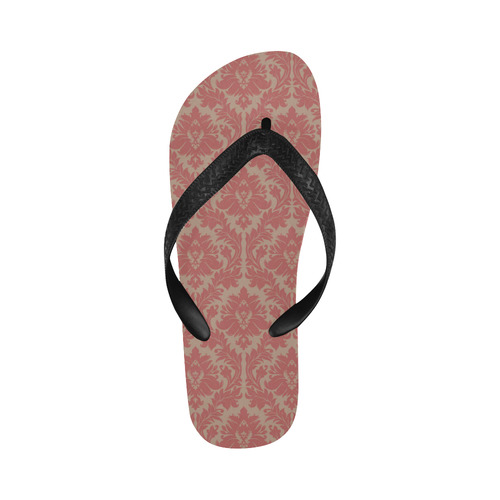 fall colors red pink beige damask Flip Flops for Men/Women (Model 040)