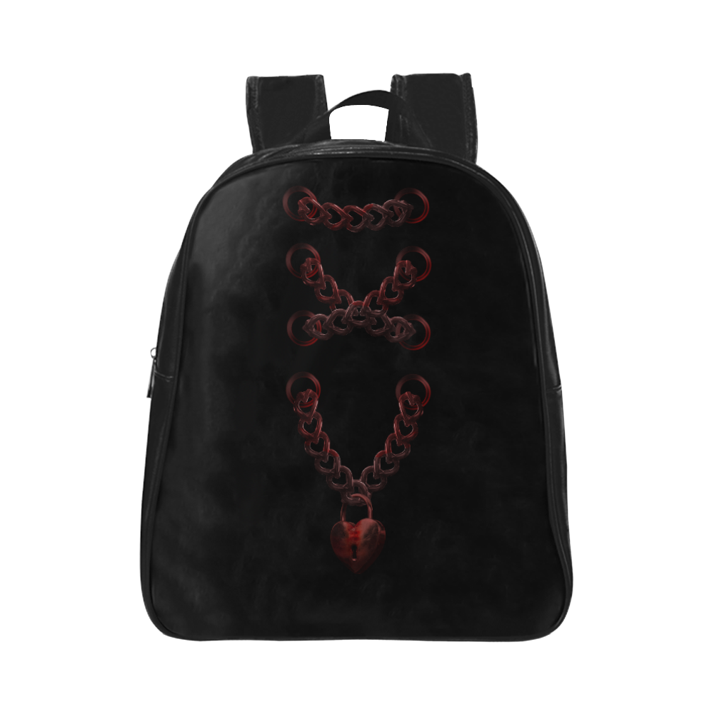 Chain Lock Lacing Love Heart s School Backpack (Model 1601)(Small)