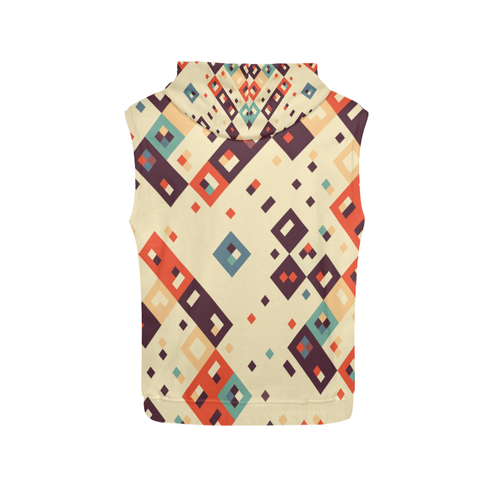 Squares in retro colors4 All Over Print Sleeveless Hoodie for Men (Model H15)