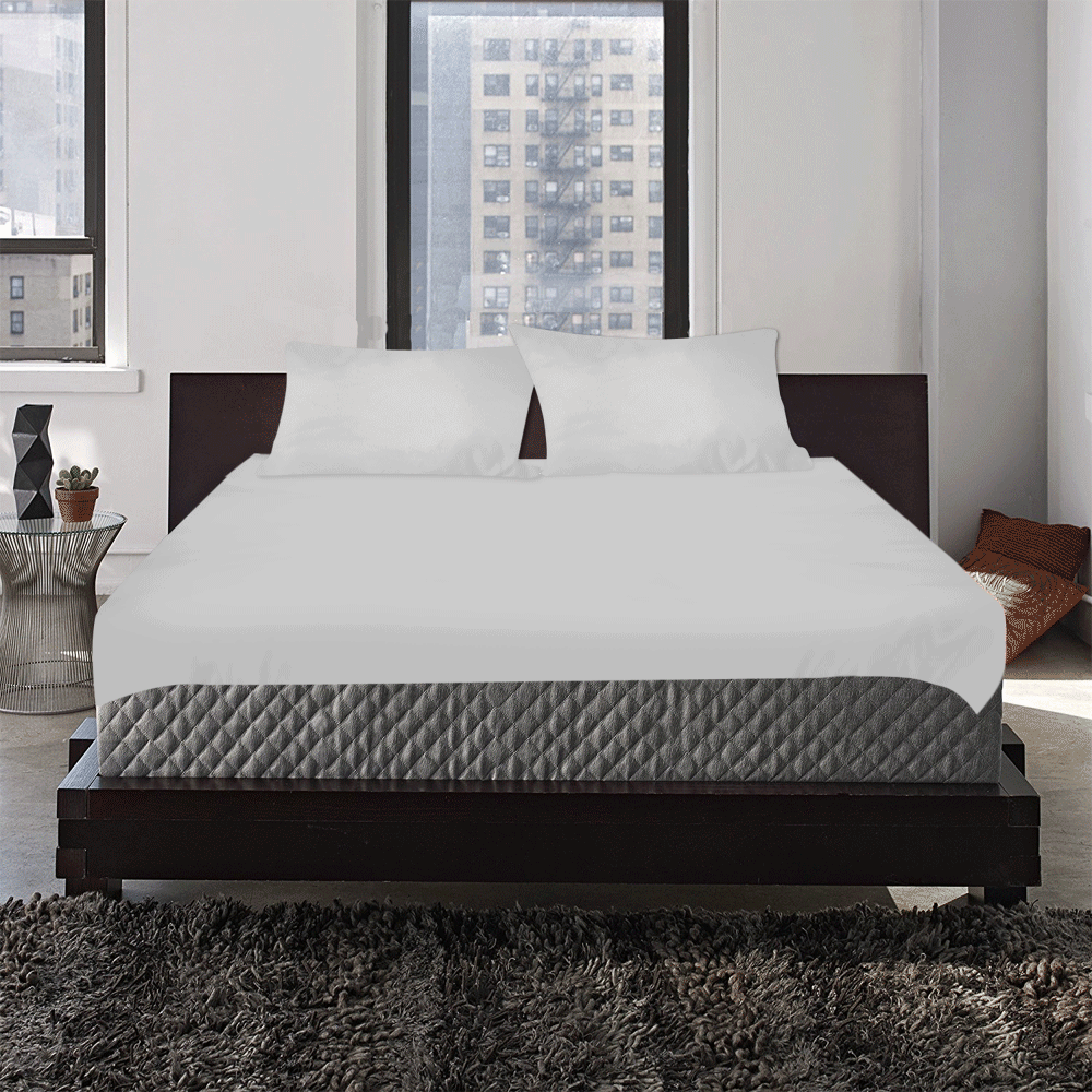 Soft Gray Solid Color 3-Piece Bedding Set