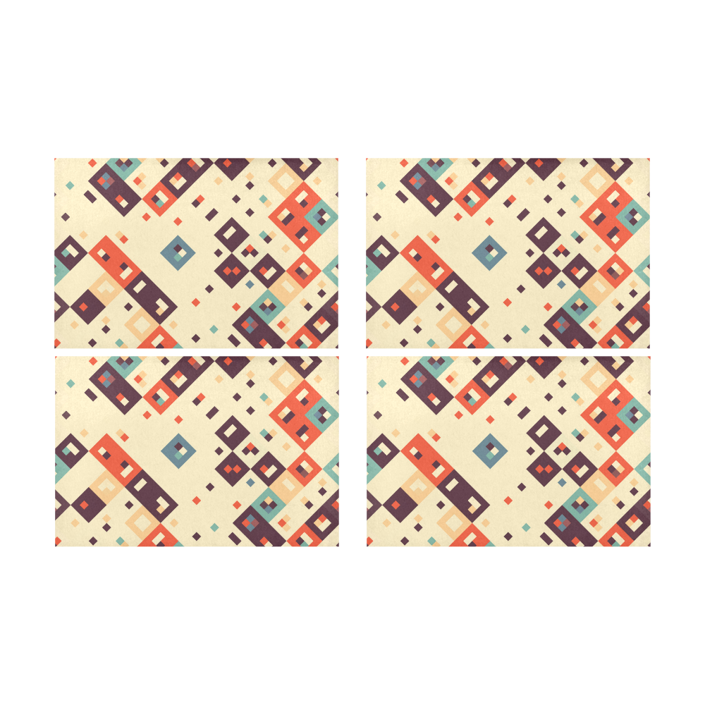 Squares in retro colors4 Placemat 12’’ x 18’’ (Set of 4)