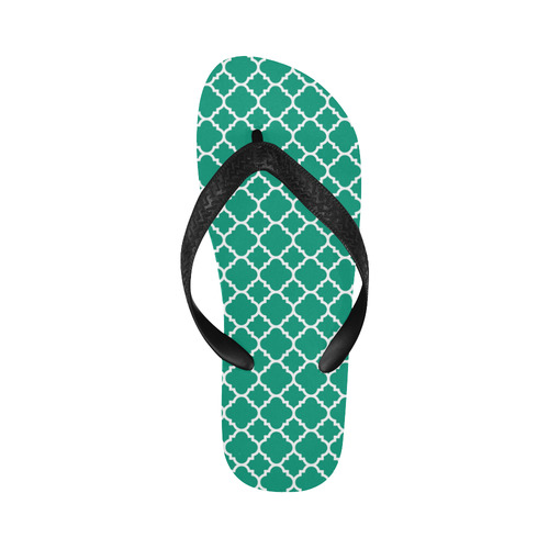 emerald green white quatrefoil classic pattern Flip Flops for Men/Women (Model 040)