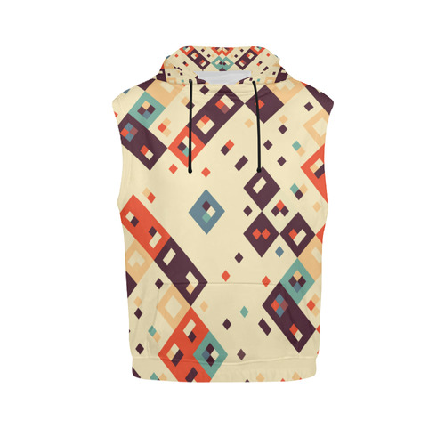 Squares in retro colors4 All Over Print Sleeveless Hoodie for Men (Model H15)