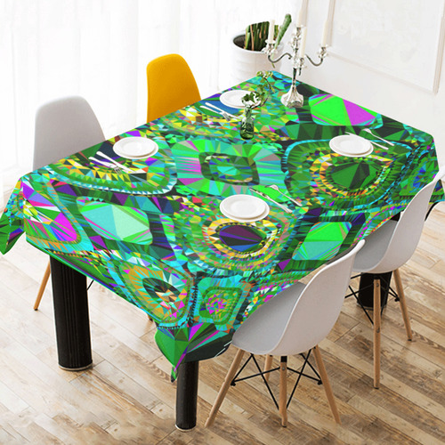 Mosaic 2 Geometric Low Poly Triangles Art Cotton Linen Tablecloth 52"x 70"