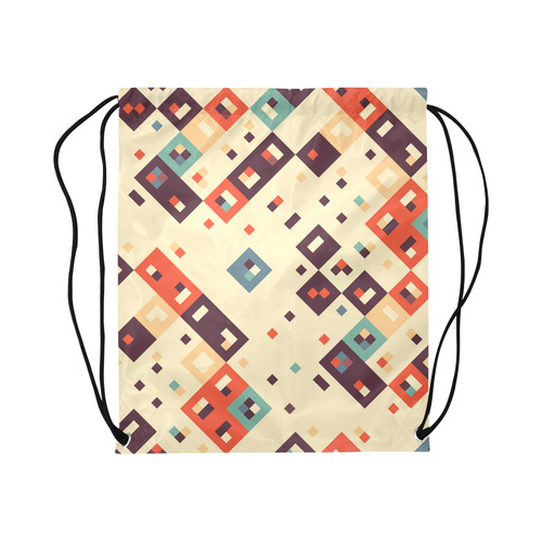 Squares in retro colors4 Large Drawstring Bag Model 1604 (Twin Sides)  16.5"(W) * 19.3"(H)