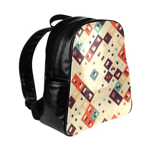 Squares in retro colors4 Multi-Pockets Backpack (Model 1636)