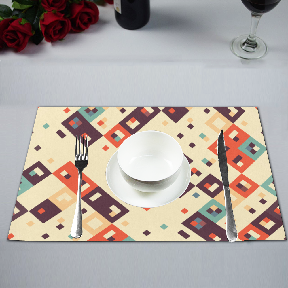 Squares in retro colors4 Placemat 12’’ x 18’’ (Set of 4)