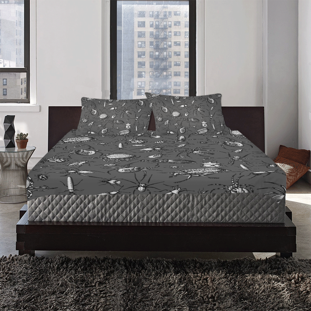 beetles spiders creepy crawlers insects bugs 3-Piece Bedding Set