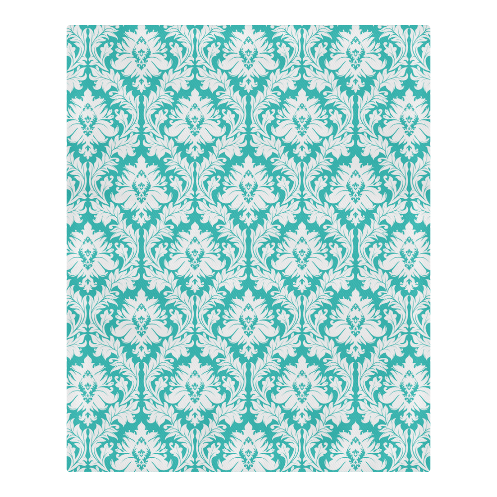 damask pattern turquoise and white 3-Piece Bedding Set