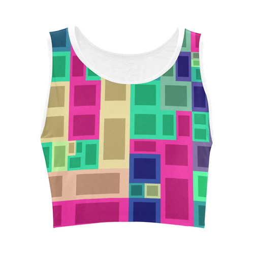 Rectangles and squares Women's Crop Top (Model T42)