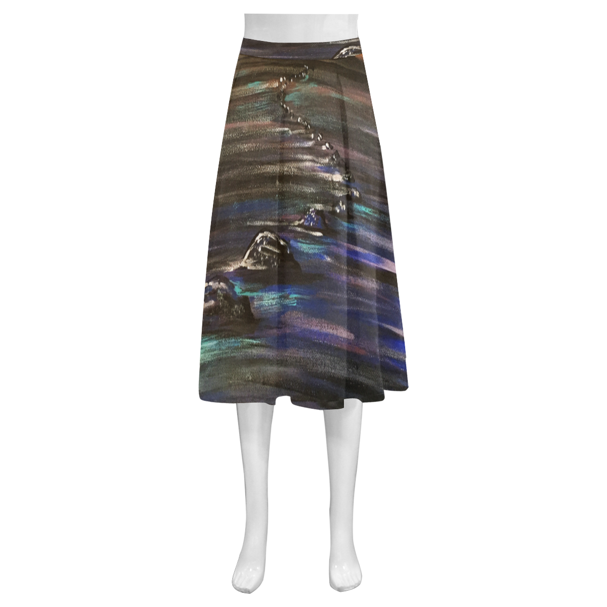 Night Walk Mnemosyne Women's Crepe Skirt (Model D16)