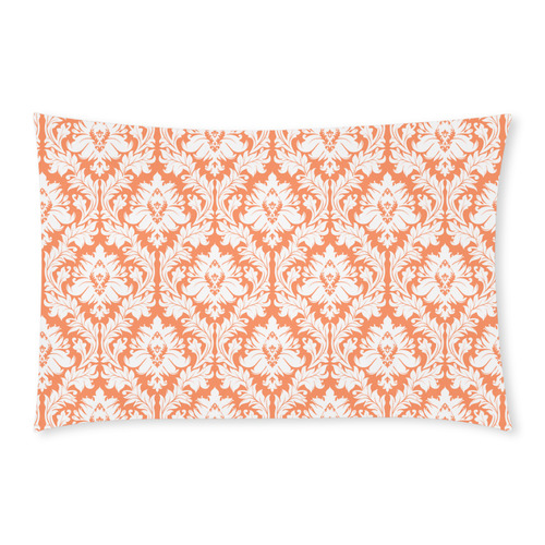 damask pattern orange and white 3-Piece Bedding Set