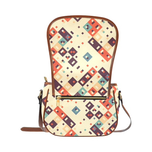 Squares in retro colors4 Saddle Bag/Large (Model 1649)