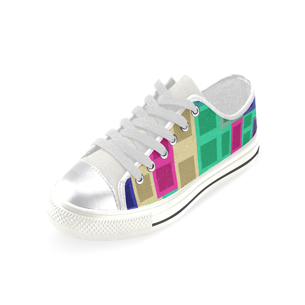 Rectangles and squares Women's Classic Canvas Shoes (Model 018)