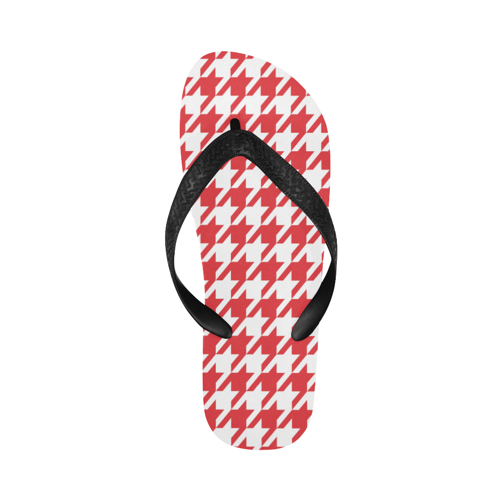 red and white houndstooth classic pattern Flip Flops for Men/Women (Model 040)