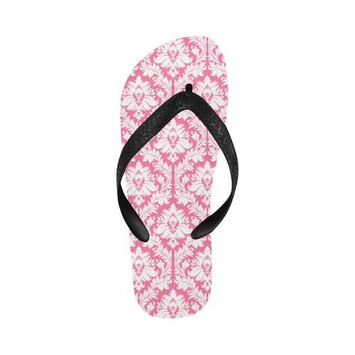 damask pattern pink and white Flip Flops for Men/Women (Model 040)