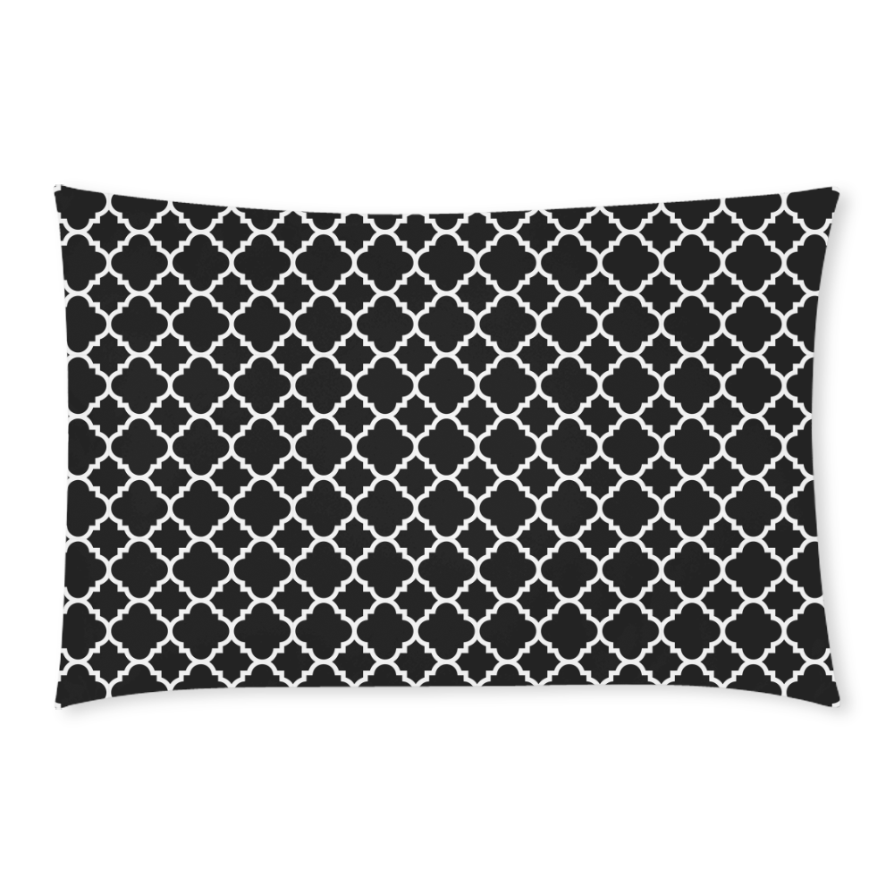 black white quatrefoil classic pattern 3-Piece Bedding Set