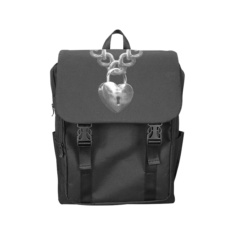 Silver Chain Lock Lacing Love Heart s Casual Shoulders Backpack (Model 1623)