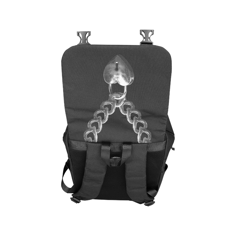 Silver Chain Lock Lacing Love Heart s Casual Shoulders Backpack (Model 1623)