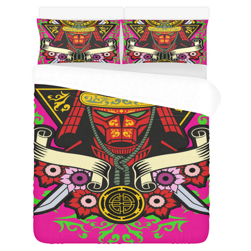 Samurai Modern Pink 3-Piece Bedding Set