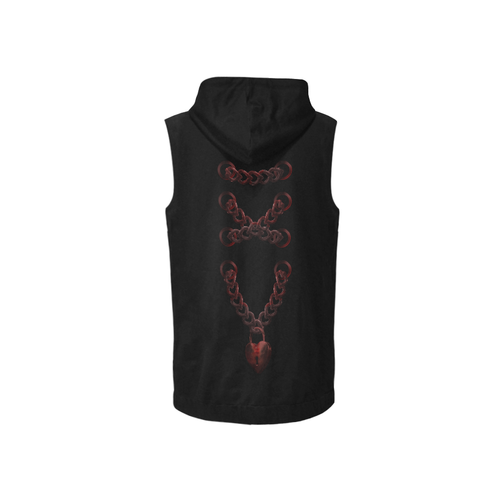 Chain Lock Lacing Love Heart s All Over Print Sleeveless Zip Up Hoodie for Women (Model H16)