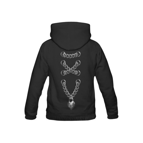 Silver Chain Lock Lacing Love Heart All Over Print Hoodie for Kid (USA Size) (Model H13)