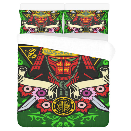 Samurai Modern Green 3-Piece Bedding Set