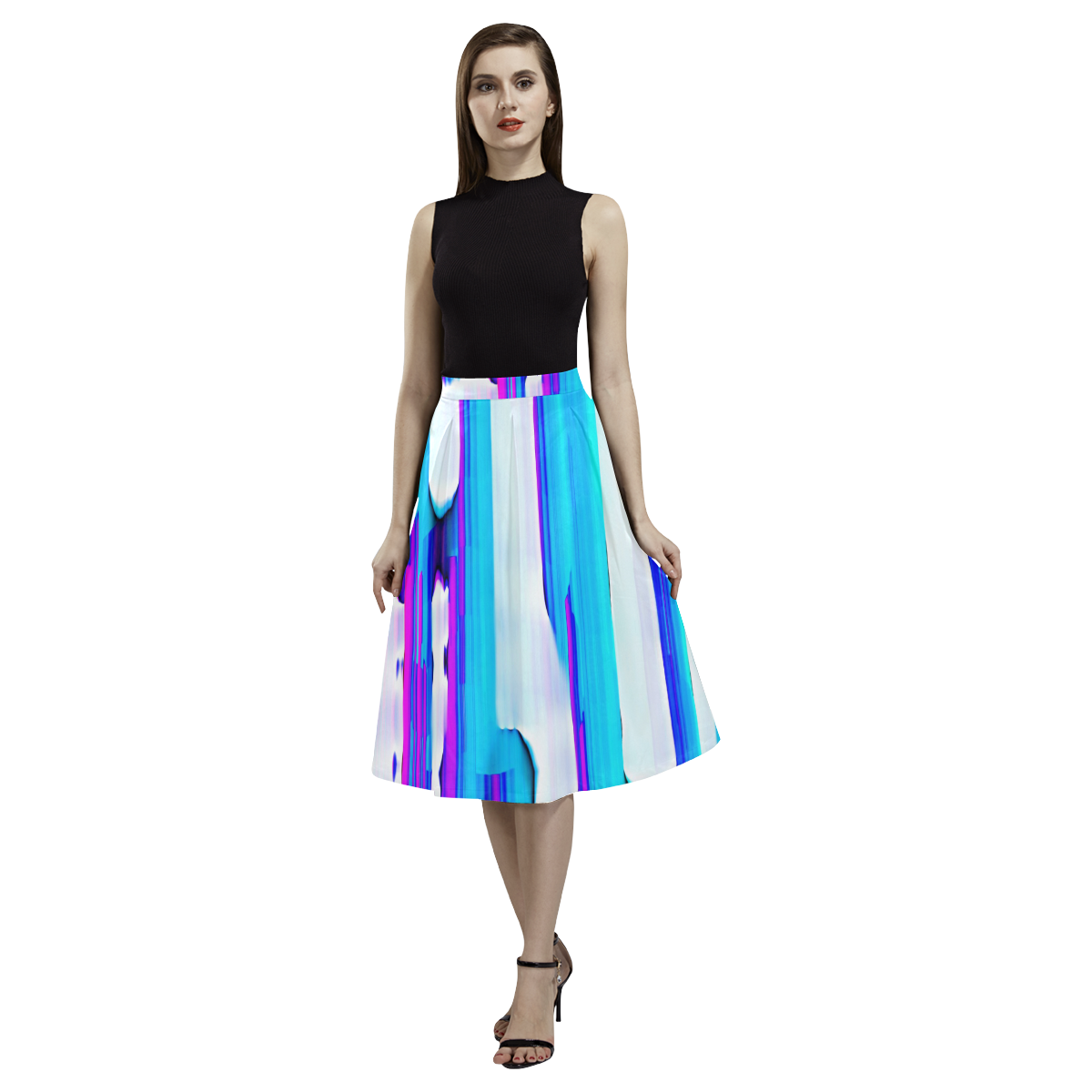 Blue watercolors Aoede Crepe Skirt (Model D16)