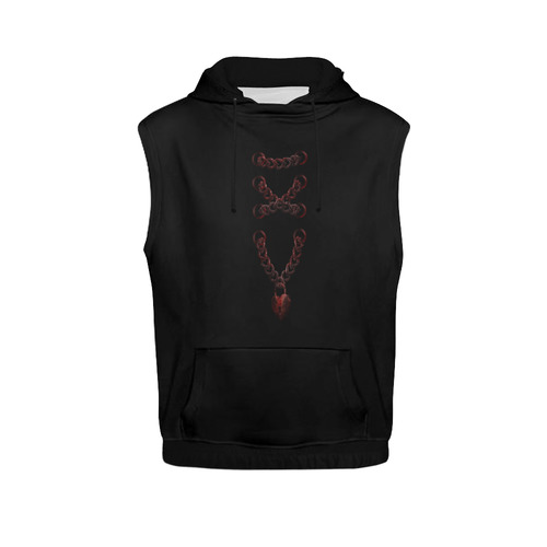 Chain Lock Lacing Love Heart s All Over Print Sleeveless Hoodie for Men (Model H15)