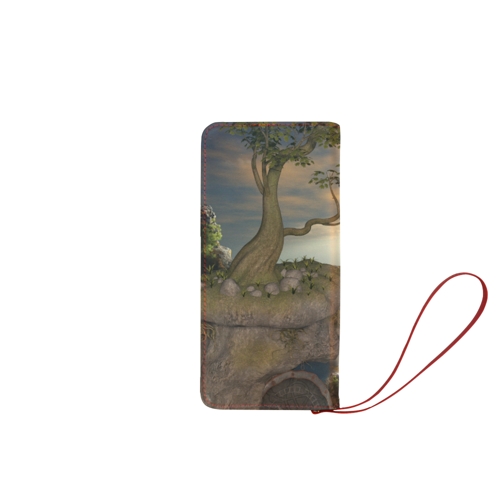 The lonely wolf on a flying rock Women's Clutch Wallet (Model 1637)