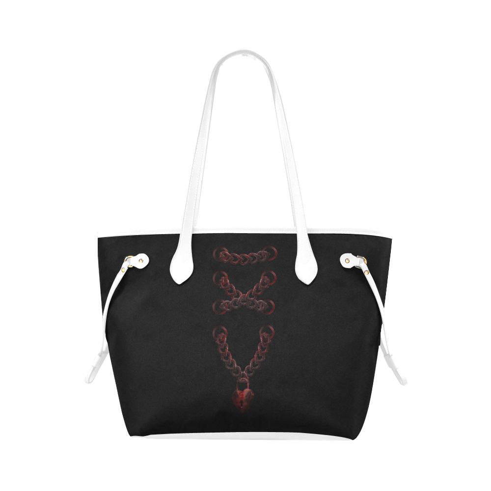 Chain Lock Lacing Love Heart s Clover Canvas Tote Bag (Model 1661)