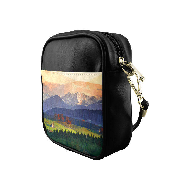 Mountain Meadow Low Poly Landscape Sling Bag (Model 1627)