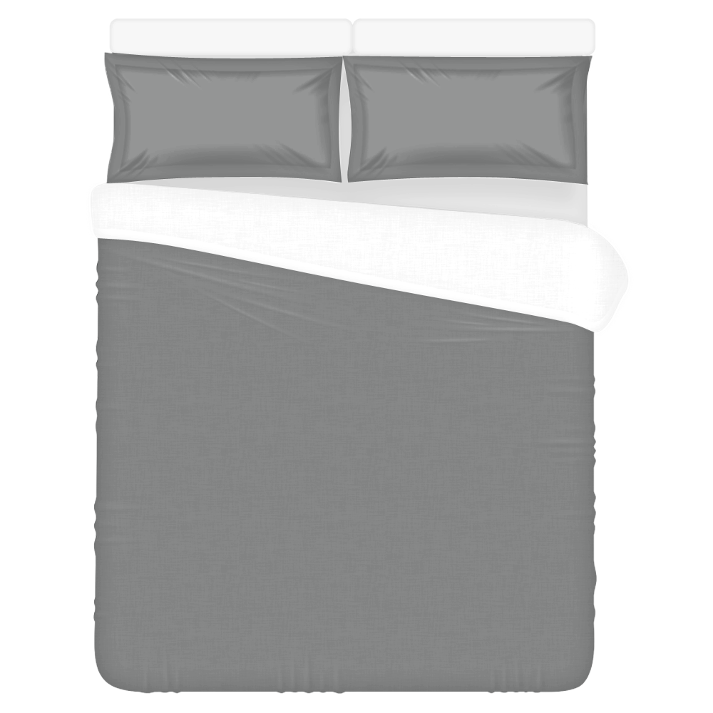 Basic Dark Smokey Gray Solid Color 3-Piece Bedding Set