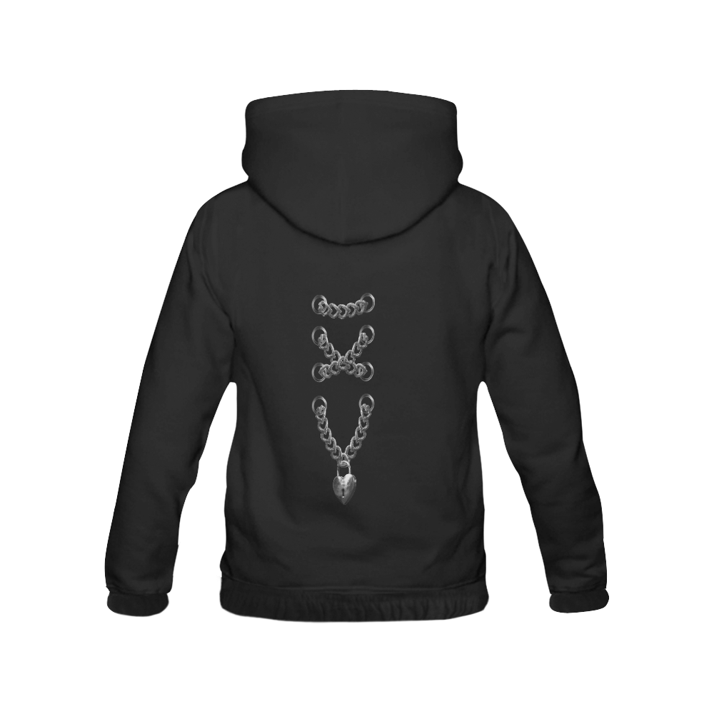 Silver Chain Lock Lacing Love Heart s All Over Print Hoodie for Men (USA Size) (Model H13)