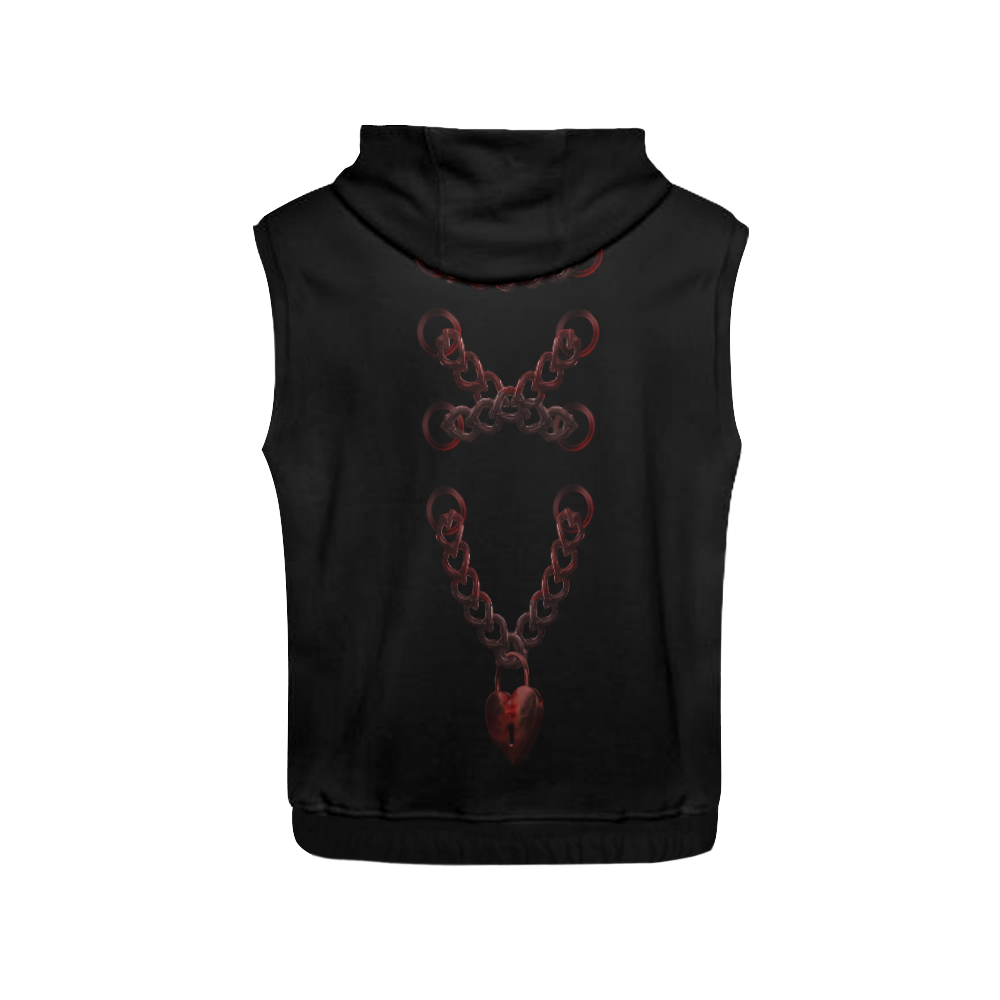 Chain Lock Lacing Love Heart s All Over Print Sleeveless Hoodie for Men (Model H15)