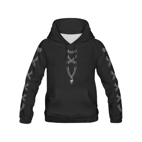 Silver Chain Lock Multi Lacing Love Heart s All Over Print Hoodie for Men (USA Size) (Model H13)