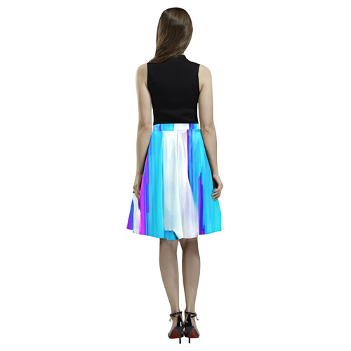 Blue watercolors Melete Pleated Midi Skirt (Model D15)
