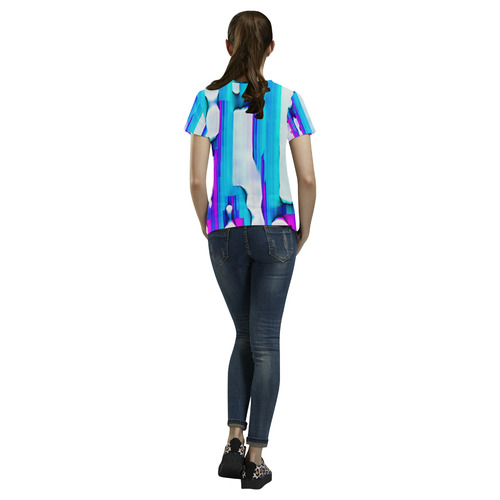 Blue watercolors All Over Print T-Shirt for Women (USA Size) (Model T40)