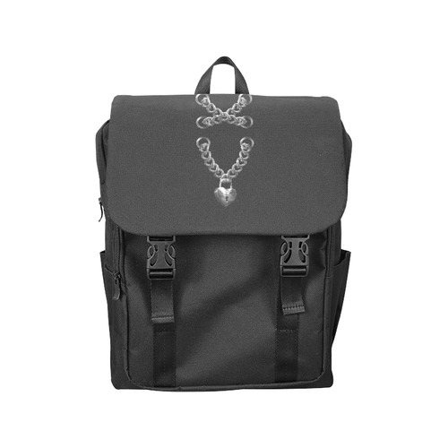 Silver Chain Lock Lacing Love Heart s Casual Shoulders Backpack (Model 1623)
