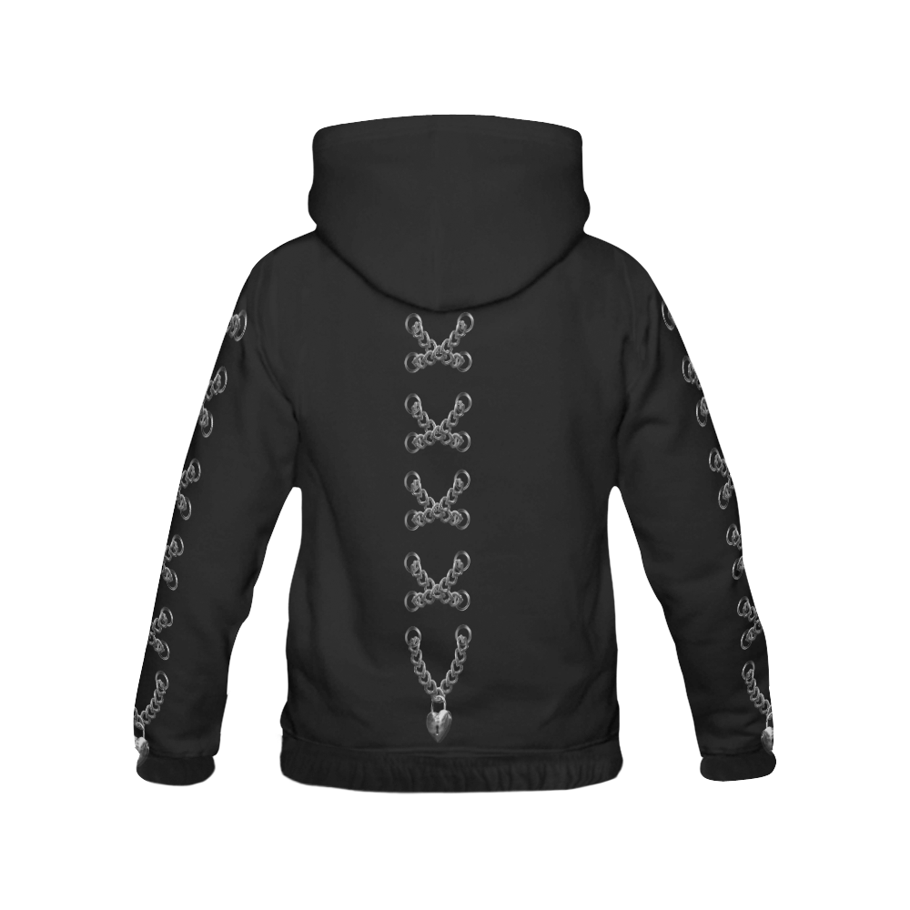 Silver Chain Lock Multi Lacing Love Heart s All Over Print Hoodie for Men (USA Size) (Model H13)