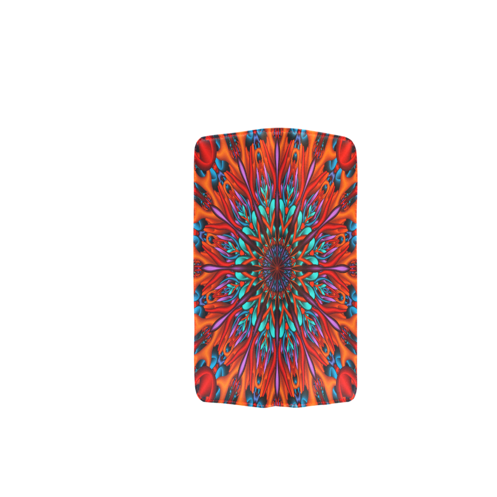 Orange turquoise fractal mandala Women's Clutch Wallet (Model 1637)