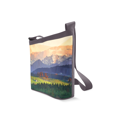 Mountain Meadow Low Poly Landscape Crossbody Bags (Model 1613)