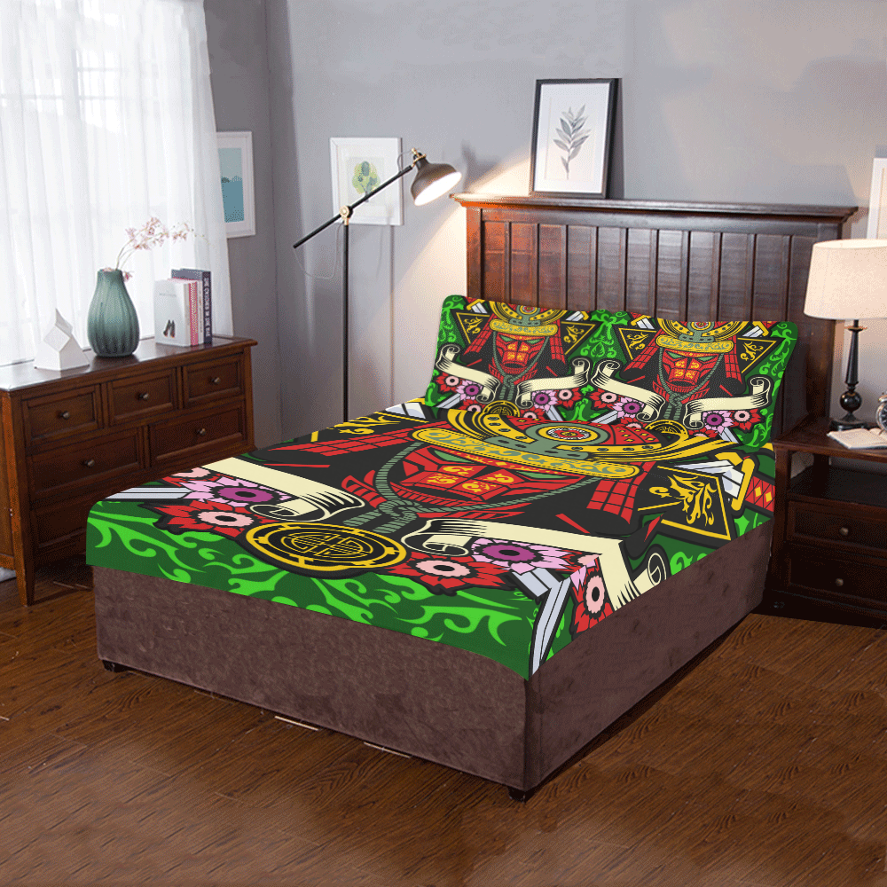 Samurai Modern Green 3-Piece Bedding Set