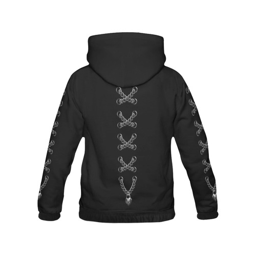 Silver Chain Lock Multi Lacing Love Heart s All Over Print Hoodie for Women (USA Size) (Model H13)