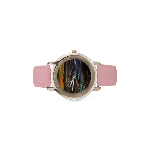 Night Walk Women's Rose Gold Leather Strap Watch(Model 201)