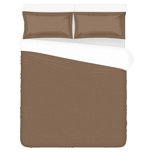 Basic Brown Coffee Solid Color 3-Piece Bedding Set