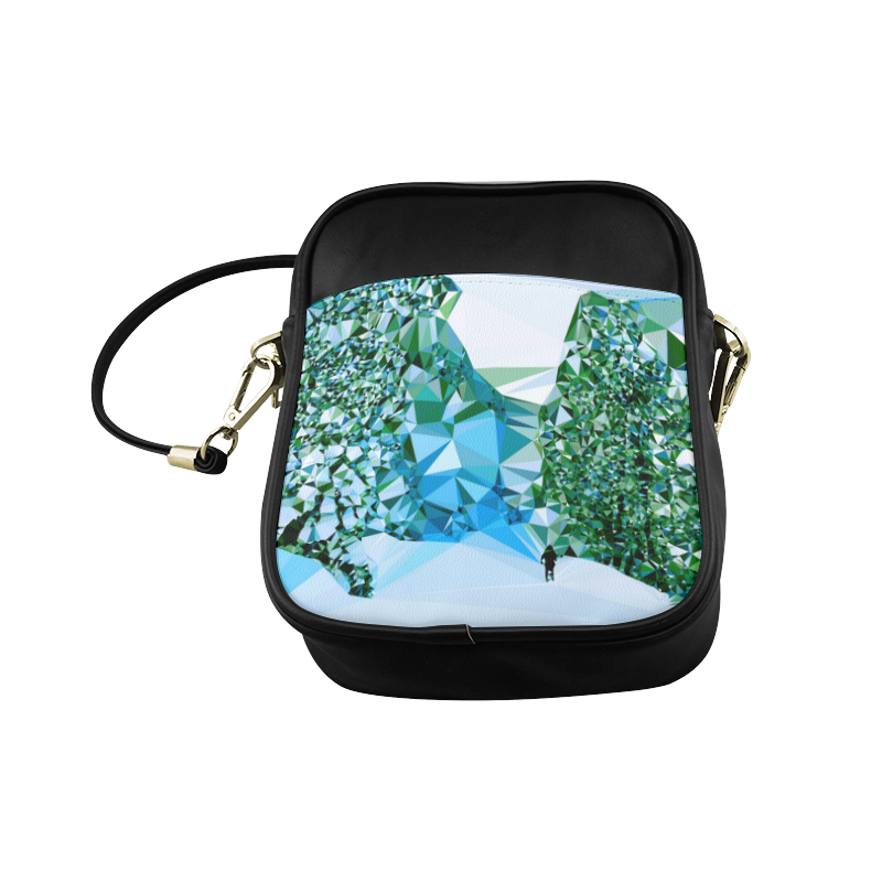 Figure In Snow Low Poly Triangles Sling Bag (Model 1627)