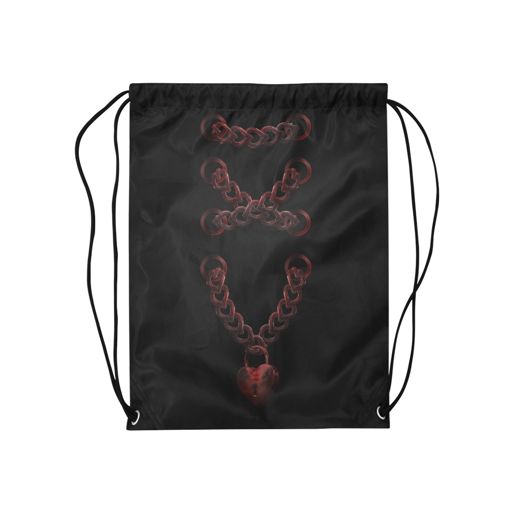 Chain Lock Lacing Love Heart s Medium Drawstring Bag Model 1604 (Twin Sides) 13.8"(W) * 18.1"(H)