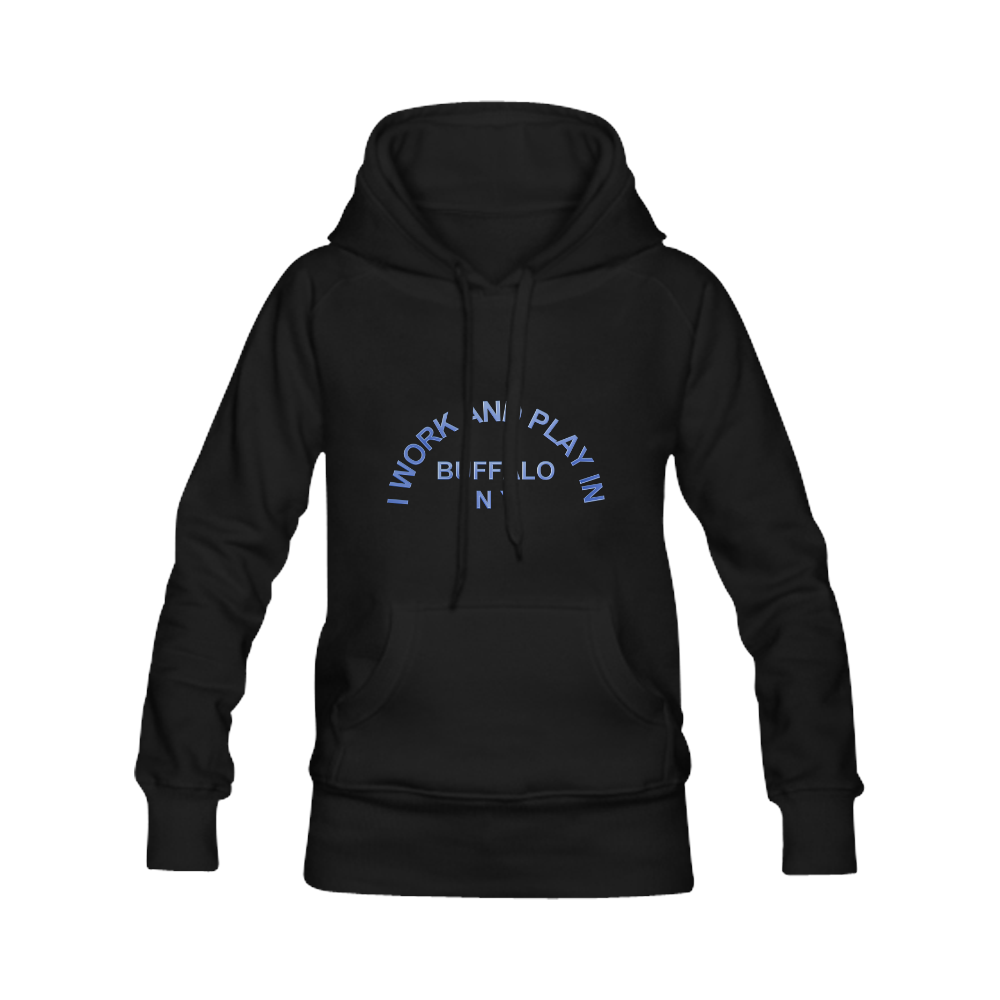 I WORK AND PLAY  IN BUFFALO NY on Black Men's Classic Hoodie (Remake) (Model H10)