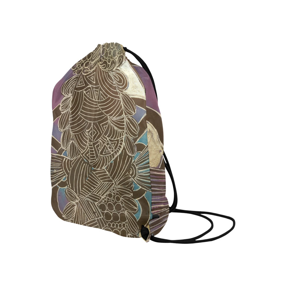 Purple Blue Zentangle Abstract Large Drawstring Bag Model 1604 (Twin Sides)  16.5"(W) * 19.3"(H)